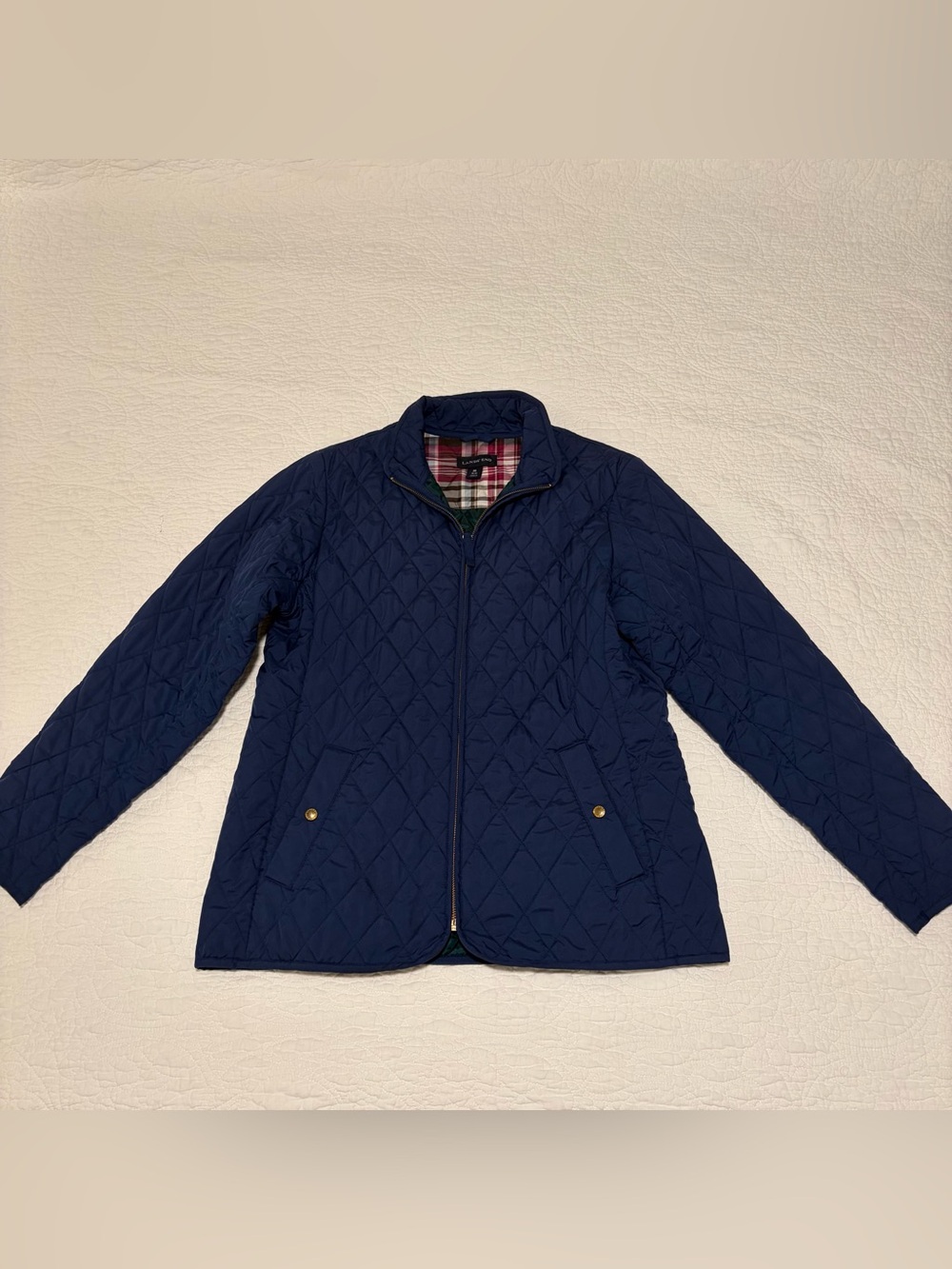Lands' End Navy Quilted Diamond Puffer Jacket